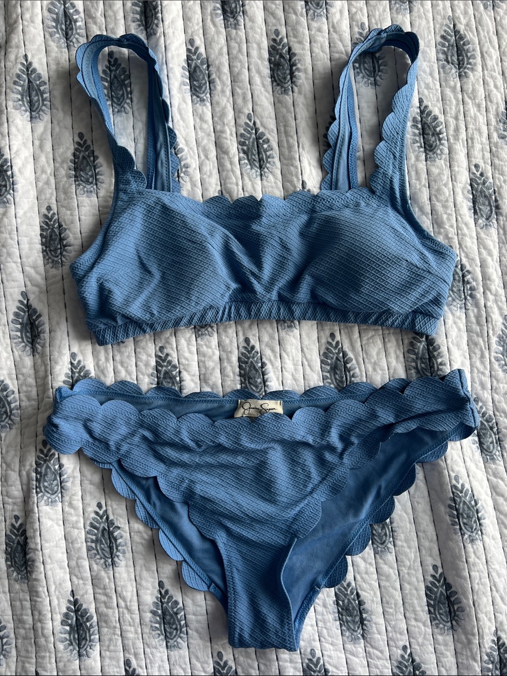 Jessica Simpson Blue Scalloped Bikini Set